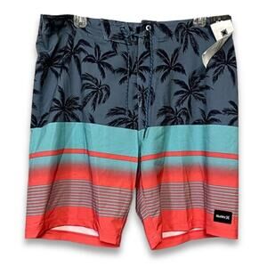 Hurley Board Shorts Palm Tree Phantom 4-Way Stretch Material Multicolor M 30 NWT